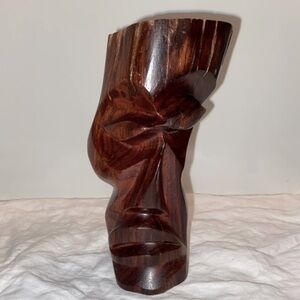 3/55$ Vintage Hand Carved‎ Head in Dark wood modern art style